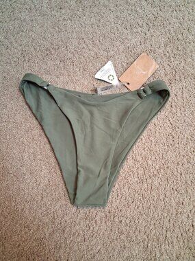 NWT BERLOOK Olive Green Bikini Bottom w/O-Ring Detail sz S